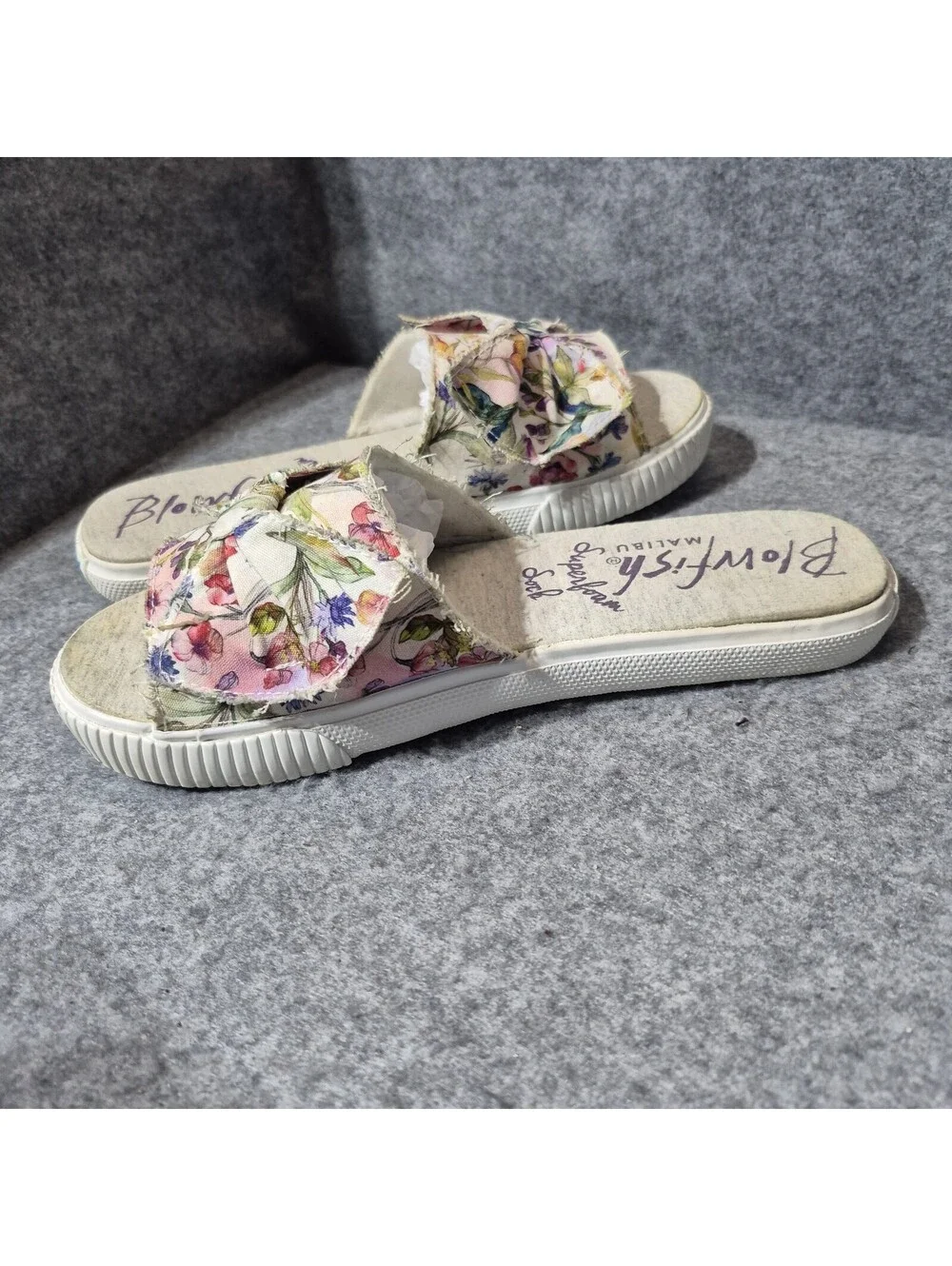 Blowfish Malibu Women's Floral Bow Slide Sandals Slip On Multicolor Size 8